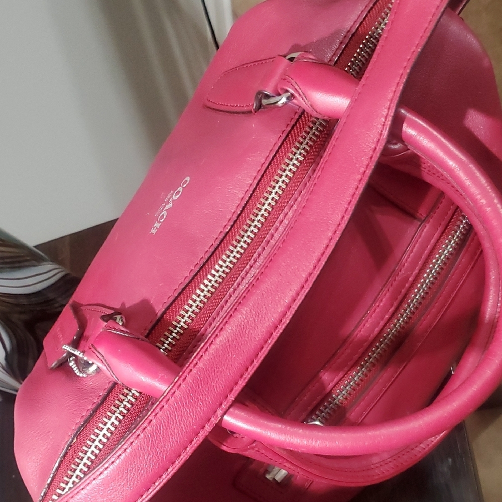 Coach Red Rich Cherry Leather Satchel - Picture 4 of 9